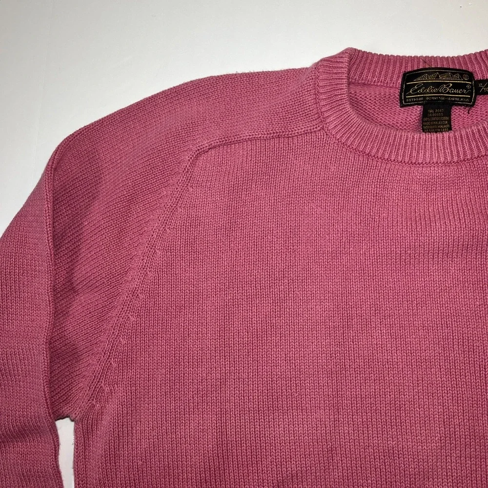 Eddie Bauer‎ Men's XL VTG Tag Chunky Knit Crewneck Sweatshirt Mauve